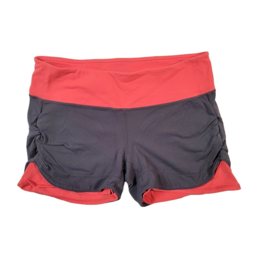 Athleta Be Free 2-in-1 Running Shorts Women's Small S Grey Coral Liner 4" Inseam